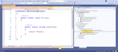 Screen shot of VS2019 Source Generated Code in Solution Explorer view