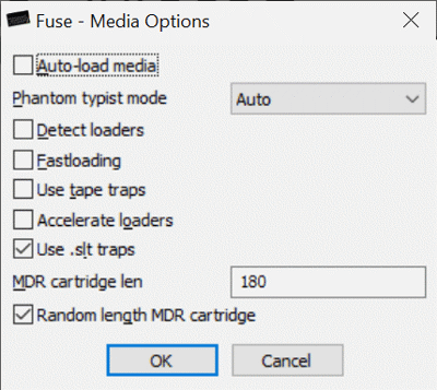 Setting Media Options in Fuse Emulator